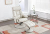 Mushroom Leather Effect Swivel Recliner Chair With Footstool