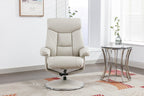 Mushroom Leather Effect Swivel Recliner Chair With Footstool - Home Furniture Interiors