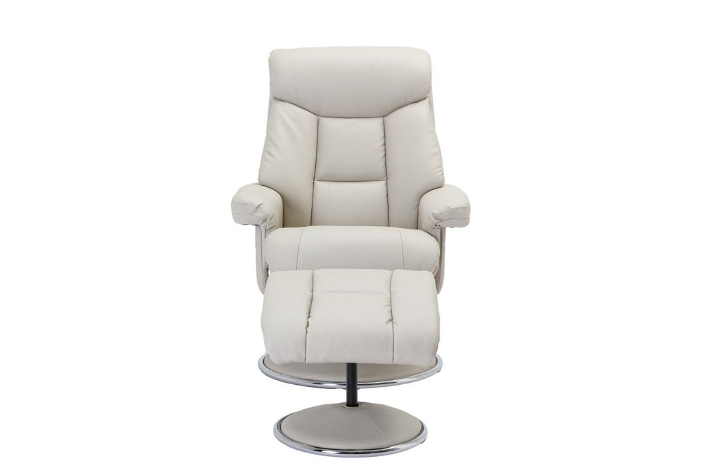 Mushroom Leather Effect Swivel Recliner Chair With Footstool