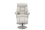 Mushroom Leather Effect Swivel Recliner Chair With Footstool - Home Furniture Interiors