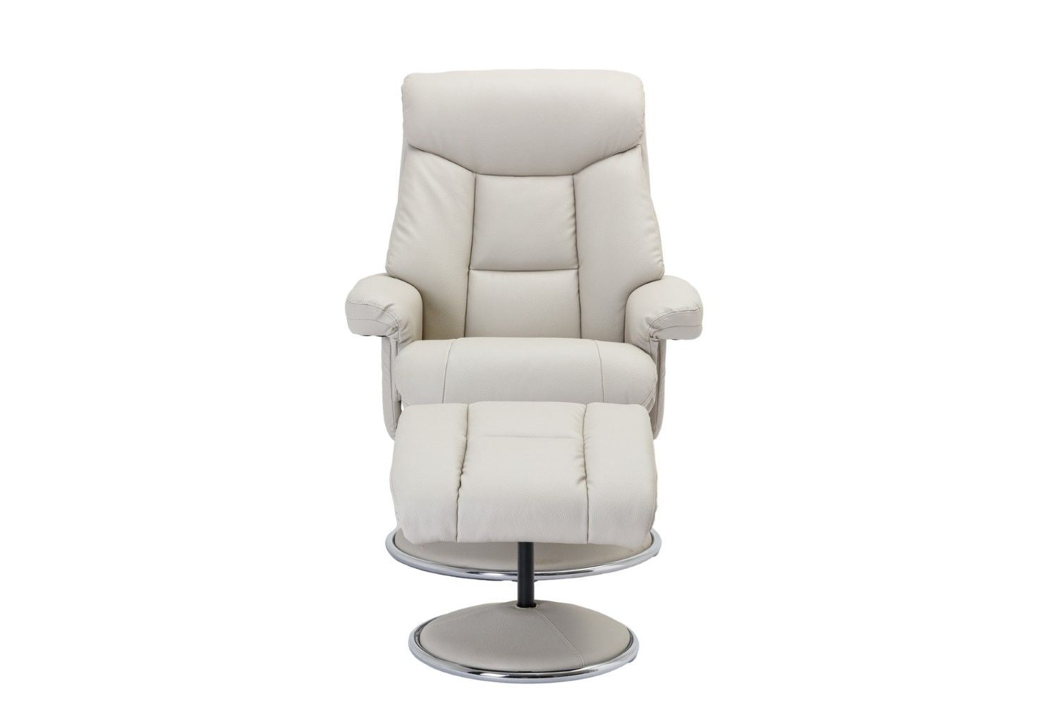 Mushroom Leather Effect Swivel Recliner Chair With Footstool
