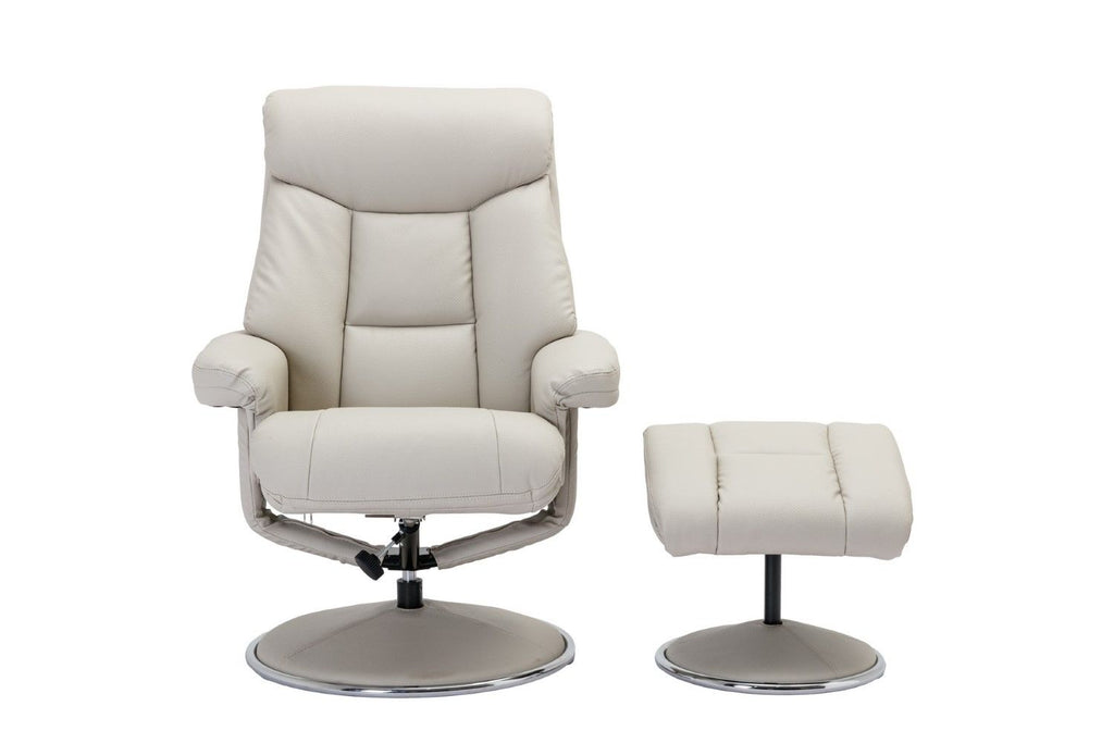 Mushroom Leather Effect Swivel Recliner Chair With Footstool