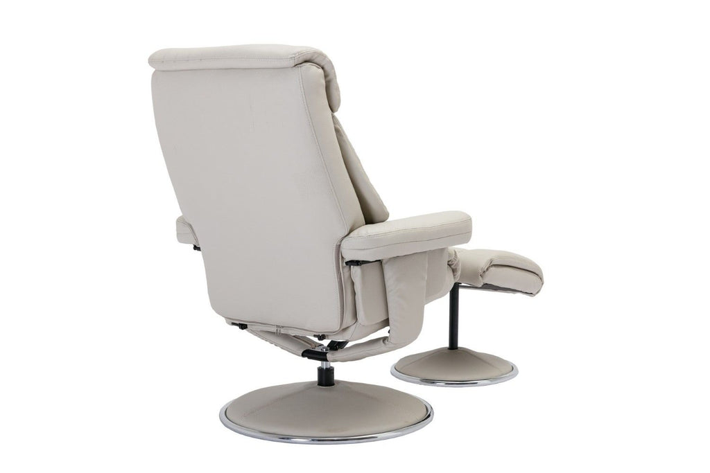 Mushroom Leather Effect Swivel Recliner Chair With Footstool
