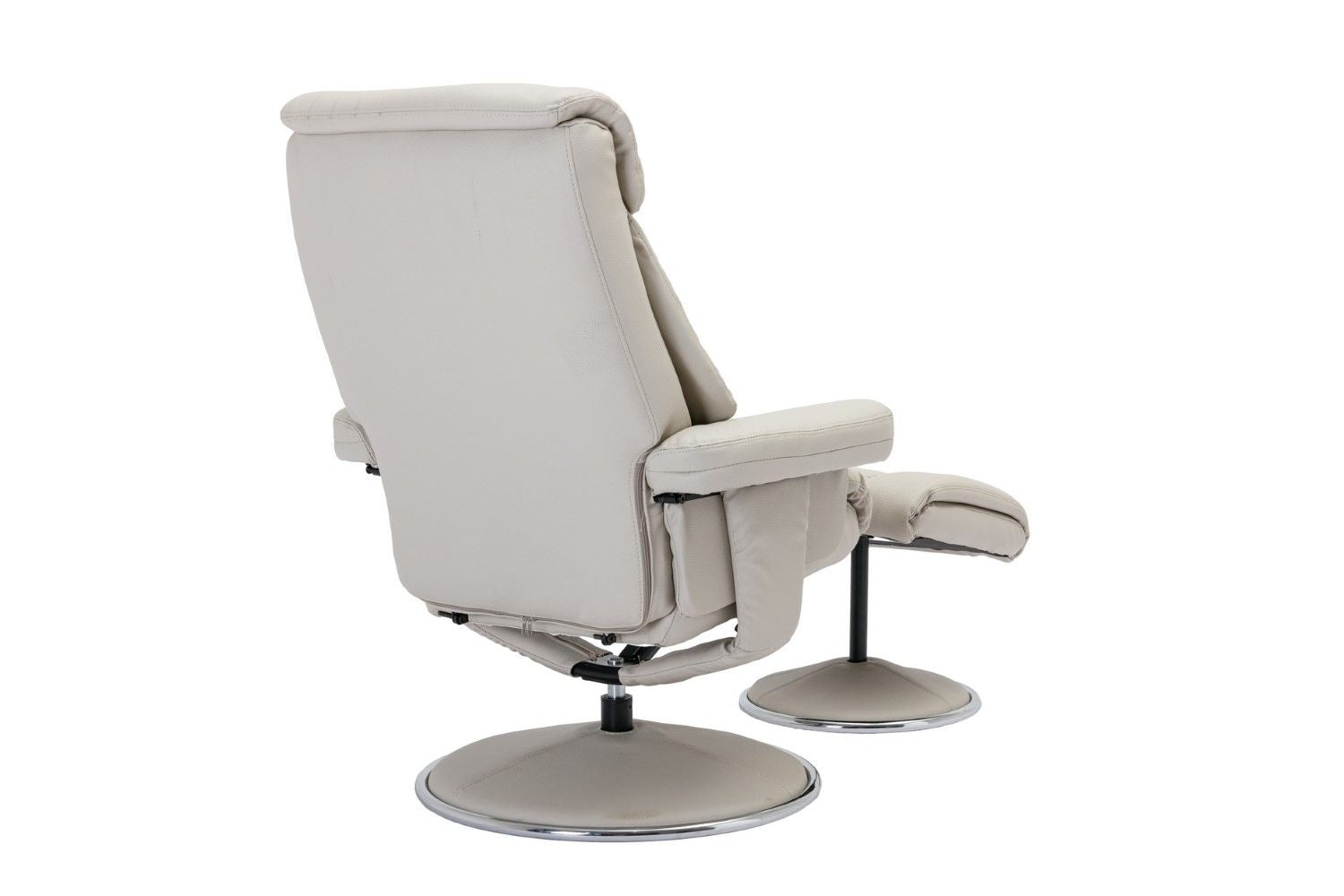 Mushroom Leather Effect Swivel Recliner Chair With Footstool