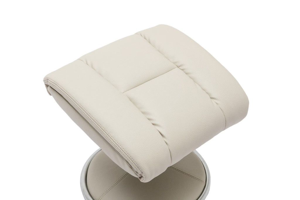Mushroom Leather Effect Swivel Recliner Chair With Footstool