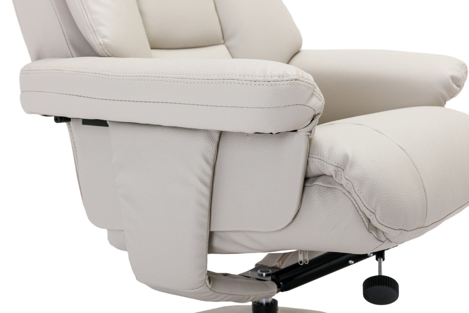 Mushroom Leather Effect Swivel Recliner Chair With Footstool