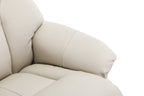 Mushroom Leather Effect Swivel Recliner Footstool Oak Base - Home Furniture Interiors