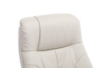 Mushroom Leather Effect Swivel Recliner Footstool Oak Base - Home Furniture Interiors