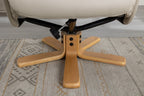 Mushroom Leather Effect Swivel Recliner Footstool Oak Base - Home Furniture Interiors