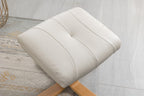 Mushroom Leather Effect Swivel Recliner Footstool Oak Base - Home Furniture Interiors