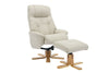 Mushroom Leather Large Swivel Recliner Chair with Footstool