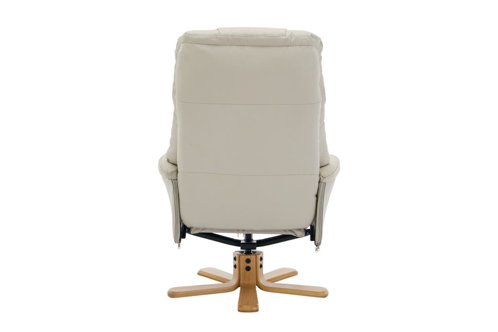 Mushroom Leather Large Swivel Recliner Chair with Footstool