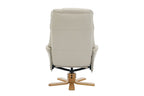 Mushroom Leather Large Swivel Recliner Chair with Footstool - Home Furniture Interiors