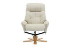 Mushroom Leather Large Swivel Recliner Chair with Footstool - Home Furniture Interiors