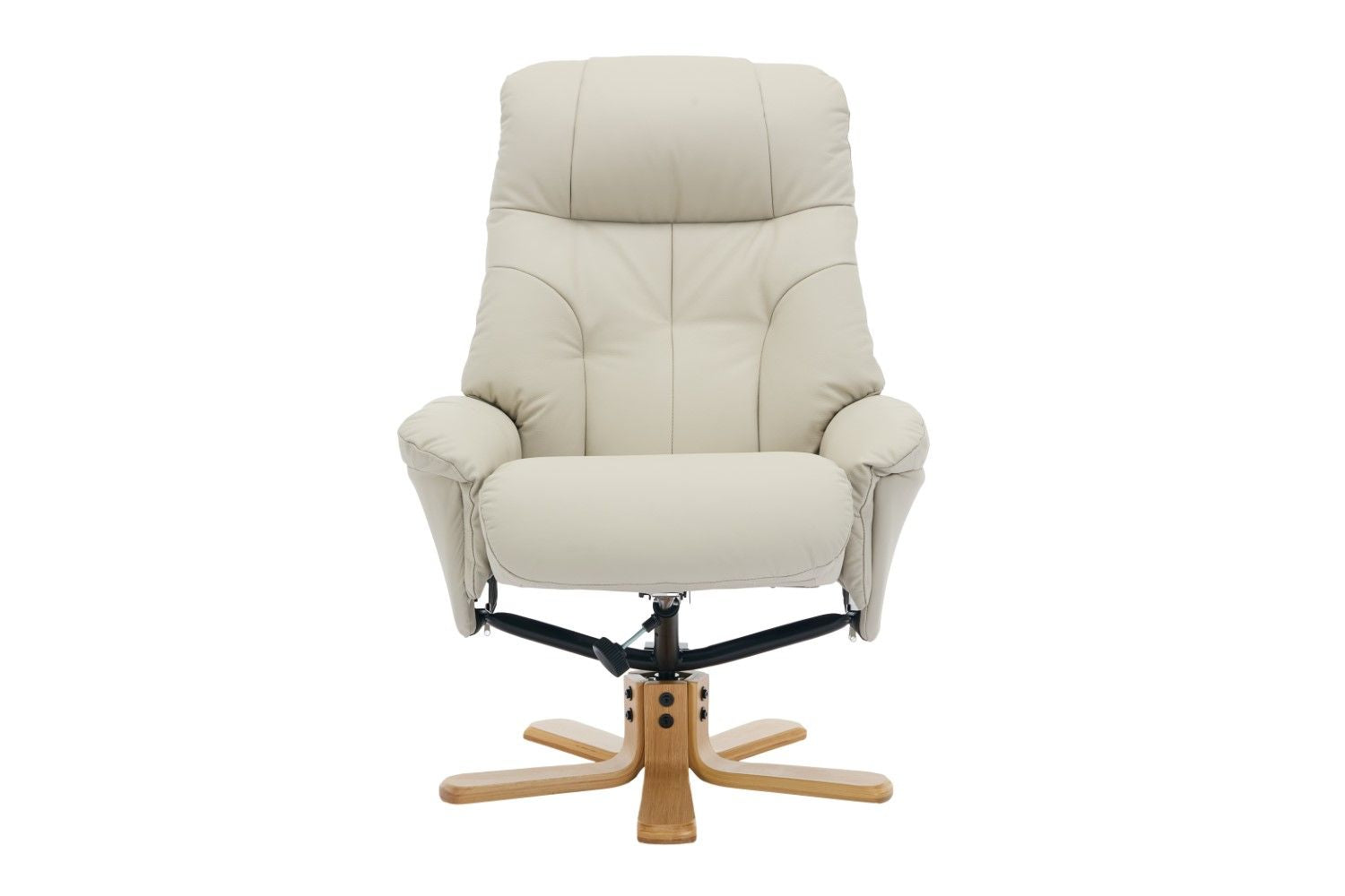 Mushroom Leather Large Swivel Recliner Chair with Footstool