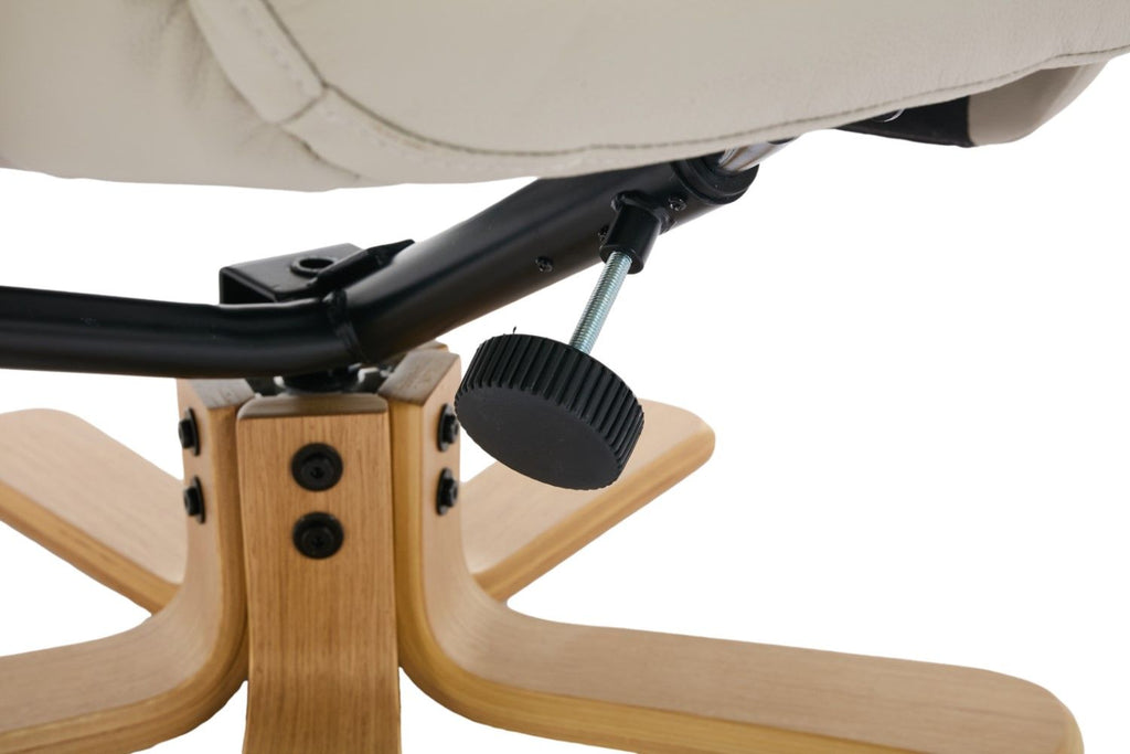 Mushroom Leather Large Swivel Recliner Chair with Footstool