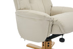 Mushroom Leather Large Swivel Recliner Chair with Footstool - Home Furniture Interiors