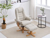 Mushroom Leather Swivel Recliner Chair with Footstool