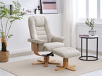 Mushroom Leather Swivel Recliner Chair with Footstool - Home Furniture Interiors