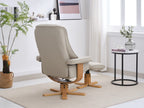 Mushroom Leather Swivel Recliner Chair with Footstool - Home Furniture Interiors