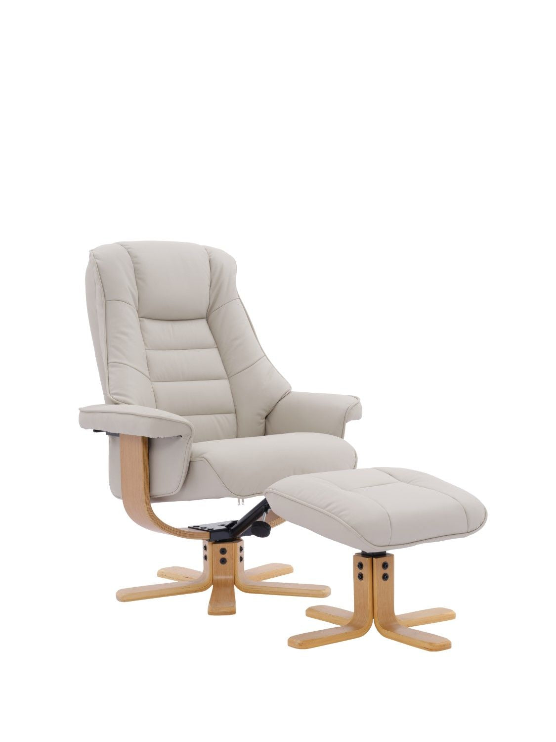 Mushroom Leather Swivel Recliner Chair with Footstool