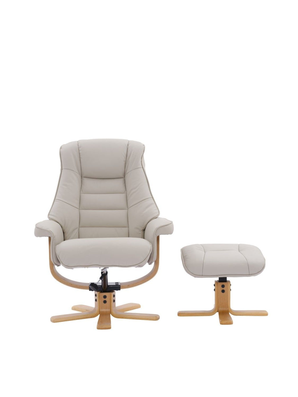 Mushroom Leather Swivel Recliner Chair with Footstool