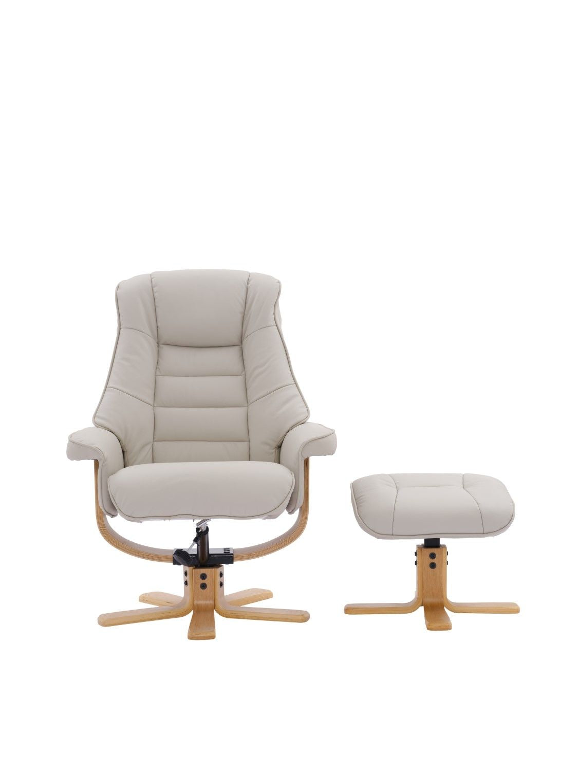 Mushroom Leather Swivel Recliner Chair with Footstool
