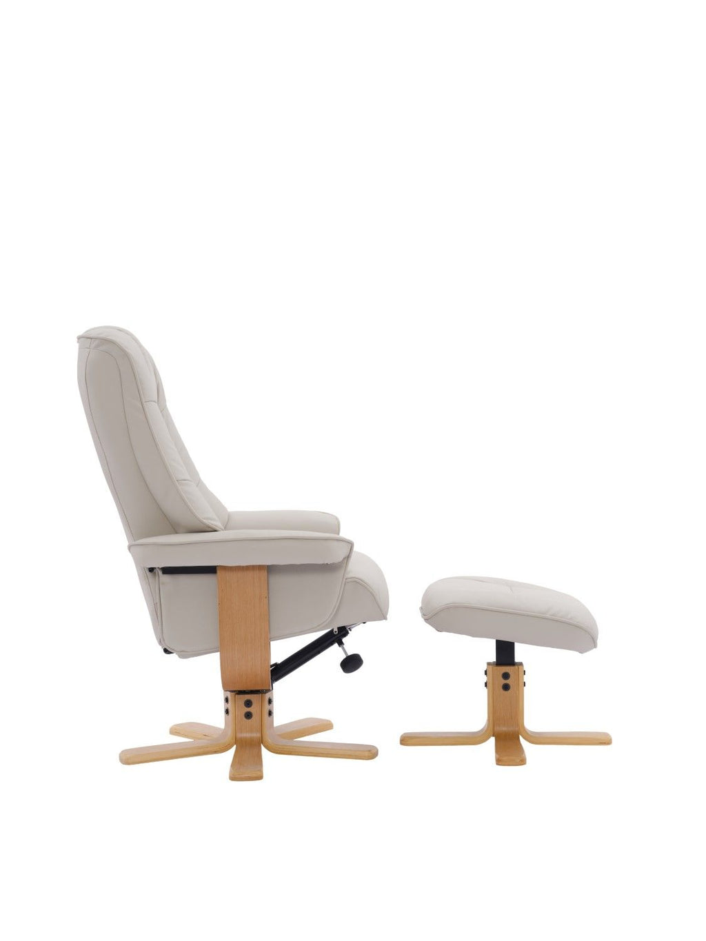 Mushroom Leather Swivel Recliner Chair with Footstool