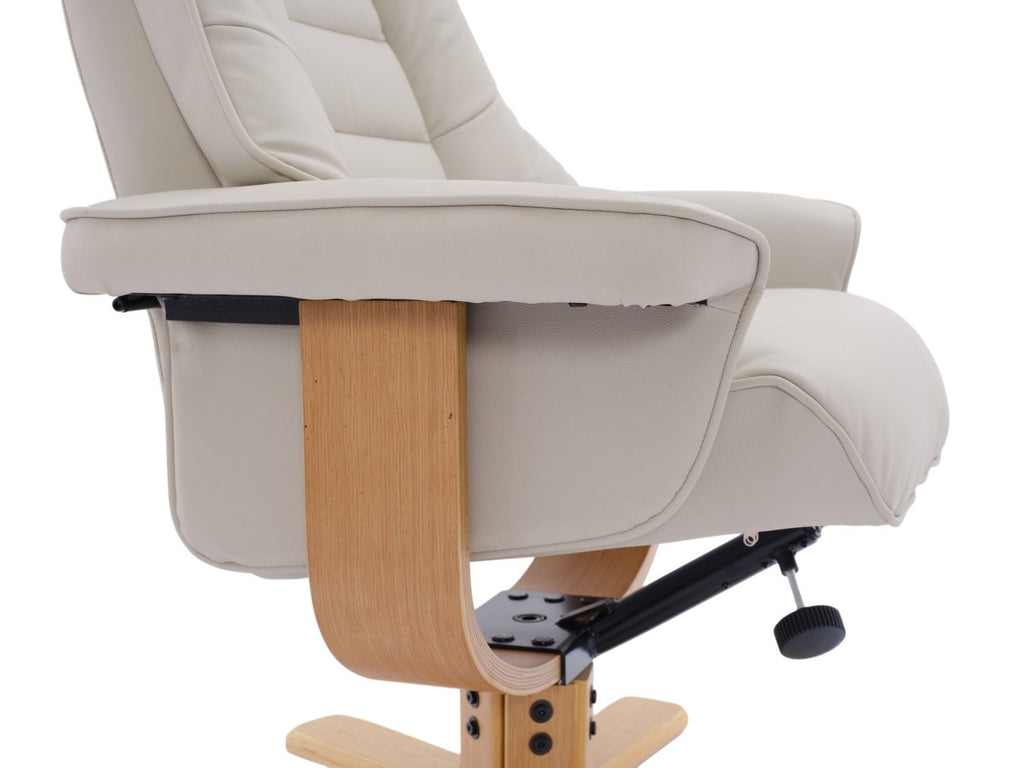 Mushroom Leather Swivel Recliner Chair with Footstool