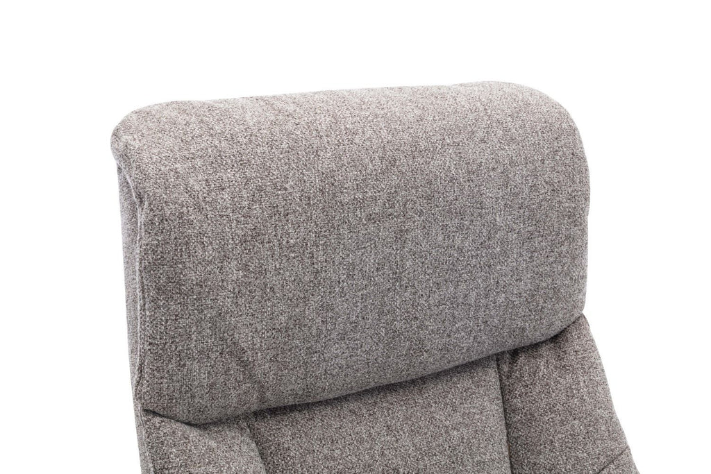 Natural Fabric Swivel Recliner with Footstool Oak Base - Home Furniture Interiors
