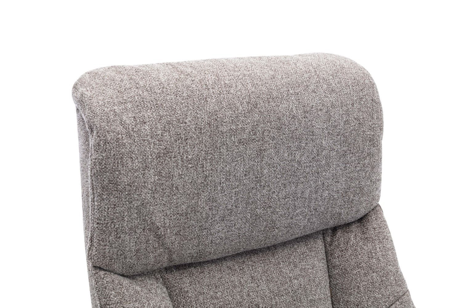 Natural Fabric Swivel Recliner with Footstool Oak Base - Home Furniture Interiors