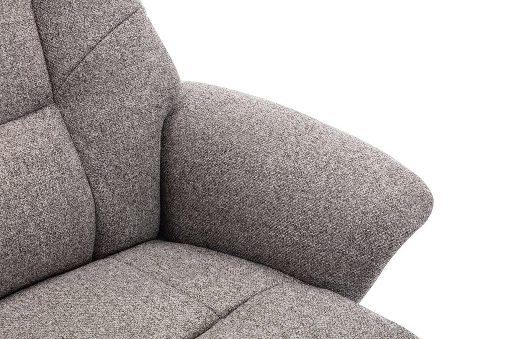 Natural Fabric Swivel Recliner with Footstool Oak Base - Home Furniture Interiors