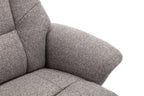 Natural Fabric Swivel Recliner with Footstool Oak Base - Home Furniture Interiors