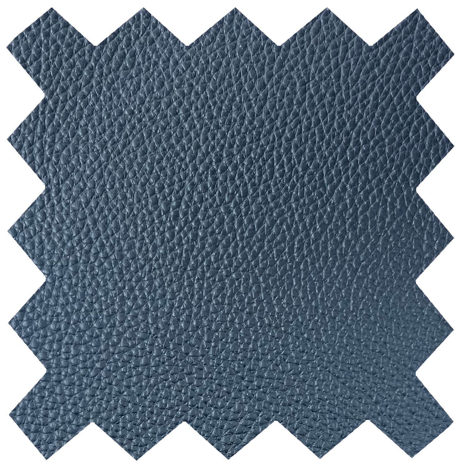 Navy Blue Leather Effect Recliner With Footstool Chrome Trim - Home Furniture Interiors