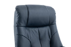 Navy Blue Leather Effect Swivel Recliner Footstool Oak Base - Home Furniture Interiors
