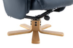 Navy Blue Leather Effect Swivel Recliner Footstool Oak Base - Home Furniture Interiors