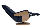Navy Blue Leather Swivel Recliner with Integrated Footstool - Home Furniture Interiors
