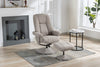 Oat Fabric Swivel Recliner and Footstool Chrome Trimmed