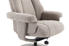 Oat Fabric Swivel Recliner and Footstool Chrome Trimmed - Home Furniture Interiors