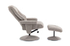 Oat Fabric Swivel Recliner and Footstool Chrome Trimmed - Home Furniture Interiors
