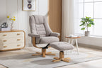 Oat Fabric Swivel Recliner Chair with Footstool Star Base - Home Furniture Interiors