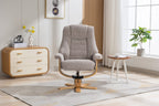 Oat Fabric Swivel Recliner Chair with Footstool Star Base - Home Furniture Interiors