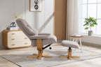 Oat Fabric Swivel Recliner Chair with Footstool Star Base - Home Furniture Interiors