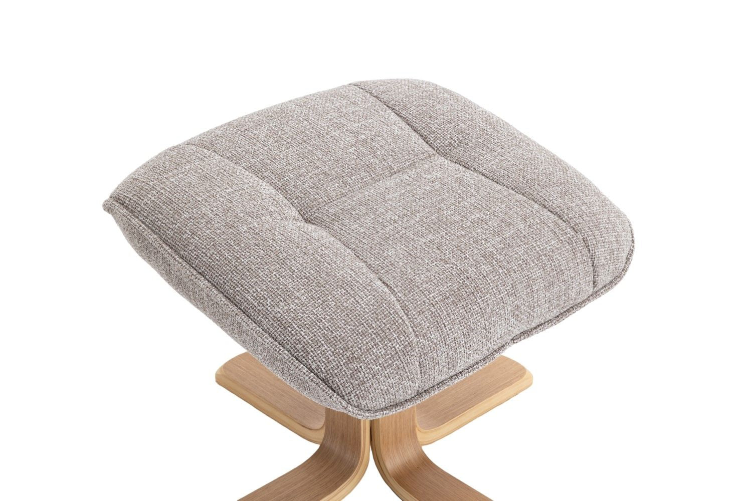 Oat Fabric Swivel Recliner Chair with Footstool Star Base - Home Furniture Interiors