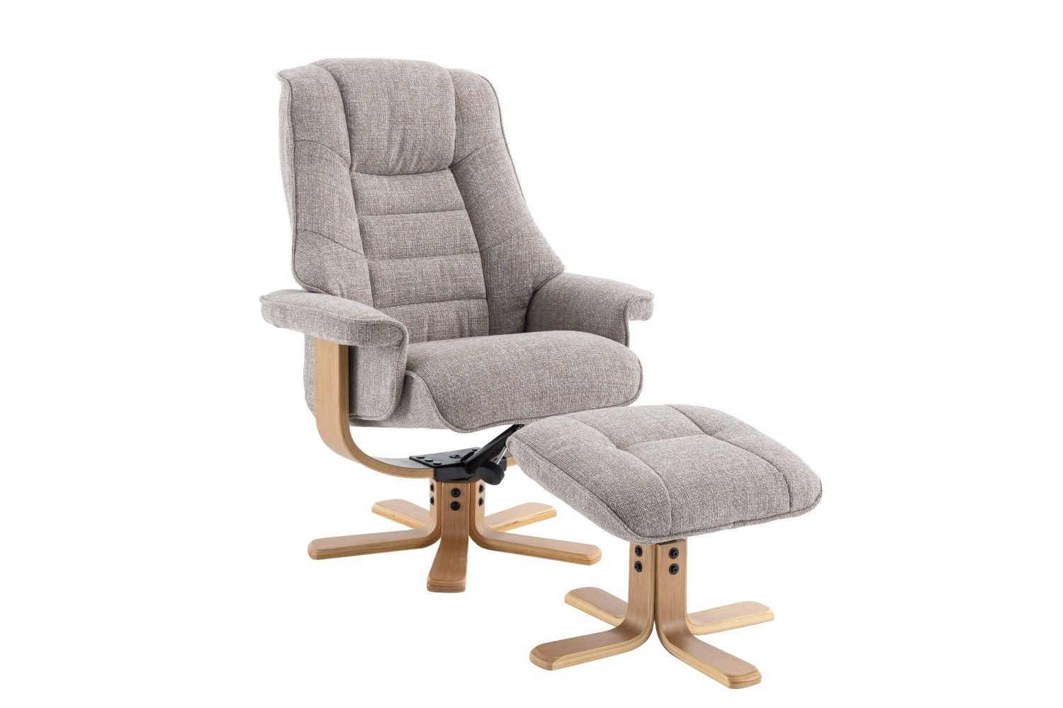 Oat Fabric Swivel Recliner Chair with Footstool Star Base - Home Furniture Interiors