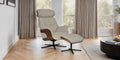 Oatmeal Fabric Swivel Recliner with Footstool