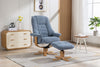 Ocean Blue Fabric Swivel Recliner with Footstool Star Base