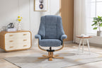 Ocean Blue Fabric Swivel Recliner with Footstool Star Base - Home Furniture Interiors