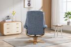 Ocean Blue Fabric Swivel Recliner with Footstool Star Base - Home Furniture Interiors