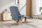 Ocean Blue Fabric Swivel Recliner with Footstool Star Base - Home Furniture Interiors